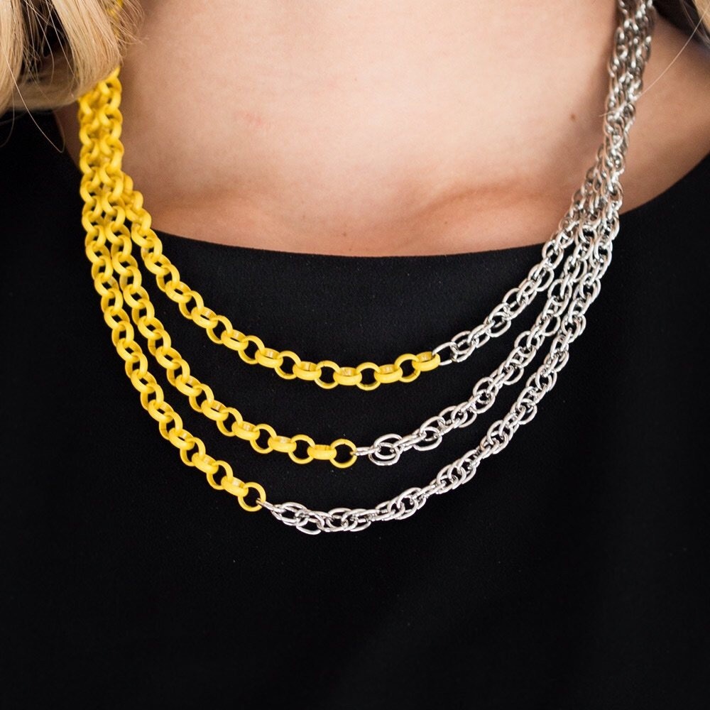 Yellow Enamel Necklace